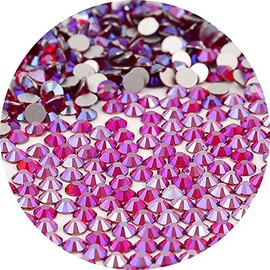 NCB Nancybeads 2000pcs Flatback Round Glass Nail Art Rhinestones Crystal for DIY Making Accessories Shoes, Clothes, Face Art, Bags, Manicure (Siam AB, SS12 2000pcs)