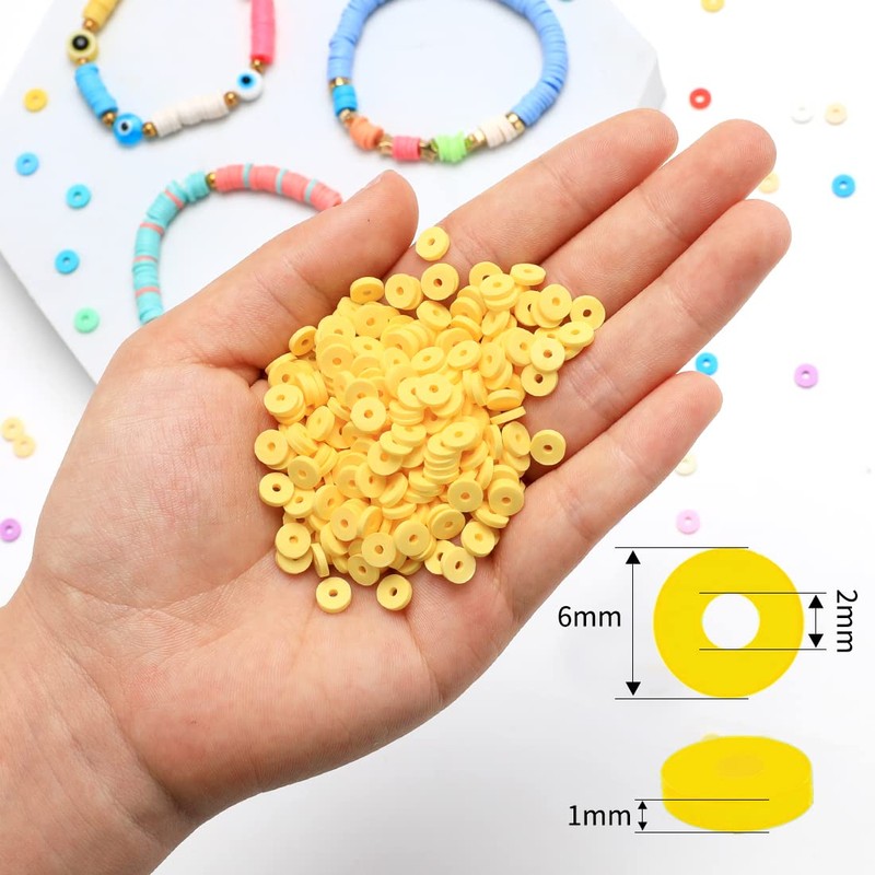 IOOLEEM 2000+pcs Yellow Polymer Beads for Bracelets and Jewelry Crafts