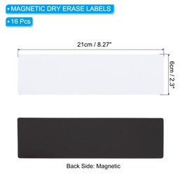 PATIKIL Magnetic Name Tag 8.27x2.3Inch, 16 Pcs Dry Erase Magnet Labels Waterproof Reusable Strips for Classroom Office Refrigerator Home whiteboard, White