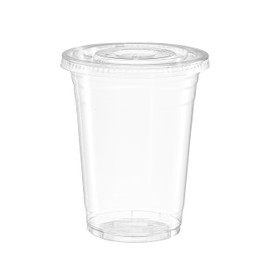 GUSTO Clear Plastic Cups with Flat Lids [16 oz - 100 Count] - Disposable Iced Coffee Cups with Lids - PET Plastic Cold Cups for Smoothies, Juices & To-Go Drinks - Formerly Comfy Package