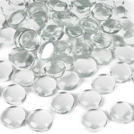 DomeStar 1LB Flat Glass Marbles, Clear Decorative Marbles for Vases Aquarium Pebbles Fish Tank Rocks Vase Fillers DIY Crafts Table Scatter Decor