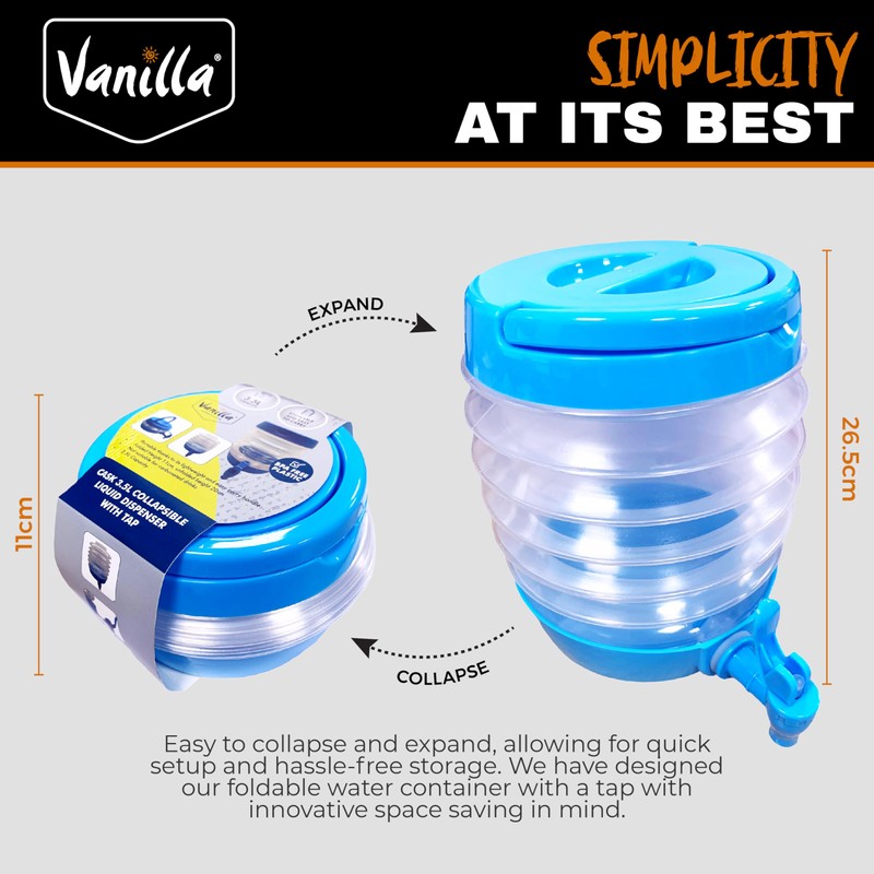 Water Carrier Collapsable Container with Tap 3.5 Litre Capacity Festival