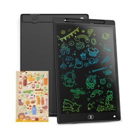 Genialba LCD Writing Board 12 Inch Colourful LCD Writing Tablet Children's Gift LCD Writing Tablet Electronic Tablet Graphic Tablet for Children's Games 2 3 4 5 6 7 Years Old Girls (Black)