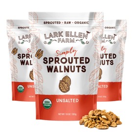 Lark Ellen Farm Organic Sprouted Walnuts – Raw, Unsalted, Keto-Friendly, Healthy Vegan Snack, Gluten-Free, 10 Oz, 3 Pack