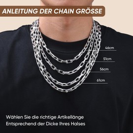 VNOX Men's Stainless Steel Silver Necklace: Chain for Men Boys 7.5 mm 45 cm 50 cm 55 cm 60 cm Silver Chain Classic Curb Chain Jewellery Gift Hip Hop Cuban Link Chain, 50 cm, Sterling Silver