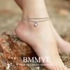 BMMYE Sterling Silver Anklet Ankle Bracelets for Women,Adjustable Silver Anklets
