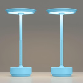 TBBGA 2 Pack Rechargeable Cordless Table Lamps, Portable 5000mAh Outdoor Table Light, 3 Color Stepless Dimming LED Table Lamp with Memory Function, for Home/Dinner/Patio/Restaurant.(Blue)