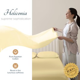 Carressa Linen 100% Egyptian Cotton Sheets Queen Size - 1500 Thread Count 4 PC Queen Sheet Set Egyptian Cotton, Sateen Luxury Sheets Queen Size, High Thread Count Sheets, 19" Deep Pocket - Beige