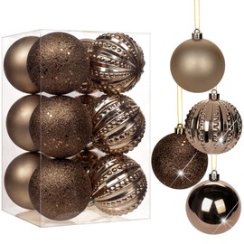 Briful 16PCS 8CM Christmas Baubles, Christmas Tree Decorations Xmas Hanging Ornaments Small Shatterproof Balls for Home Festival Gifts Christmas Decorations