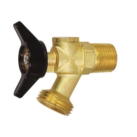 Midline Valve 68564 Boiler Drain Valve, with 1/4 Turn Butterfly T-Handle, 3/4 in. MIP Inlet x MHT Outlet, Brass, No Lead