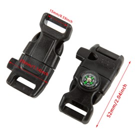 YEHAM 10 PCS Emergency Whistle Buckle Come with Compass&Fire Starter&Flint Scraper for Outdoor Camping Paracord Bracelet (Black)