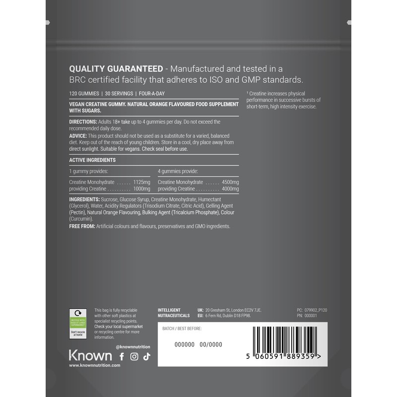 Known Vegan Creatine Gummies Value Pouch – 4500mg Creatine Monohydrate