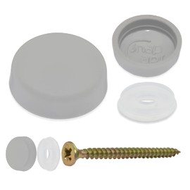 Snap-On Two Piece Dome Screw Cover Caps - Pack of 50 Large Matt Caps & Bases : Light Grey
