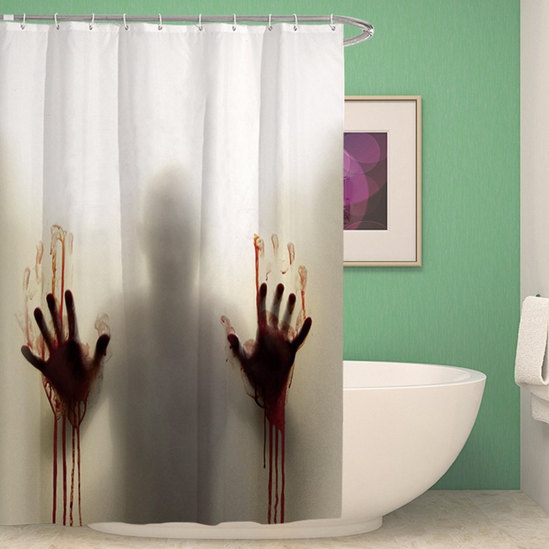 Milya Shower Curtain Bath Curtain Horror Aid with Bloody Hands