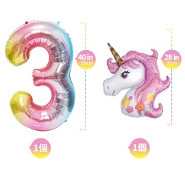 Birthday Decorations, Number Balloons for Girls, 4 Years Old, 40 Inches, Unicorn, Crown, Giant Balloons, Happy Birthday Garland, Birthdays, Wedding Anniversary Parties, Number 4