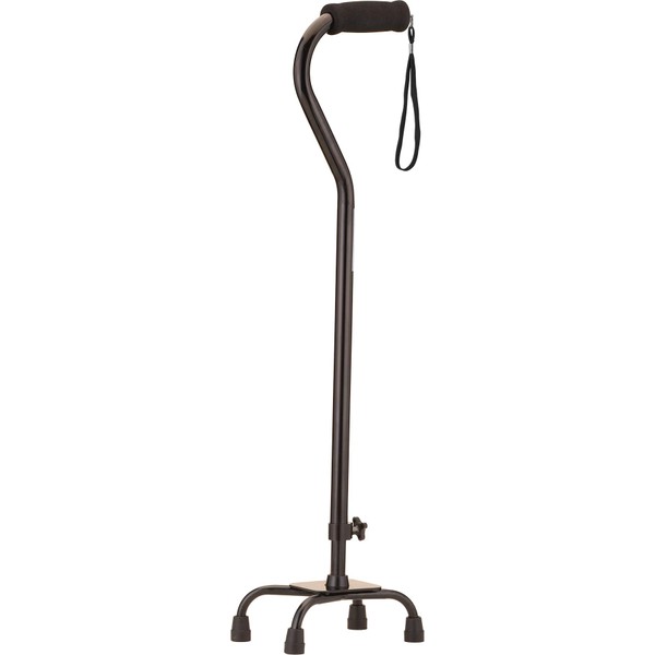NOVA Heavy Duty Quad Cane, 500 lb. Weight Capacity Four Legged Walking Cane, Height (for Users 4’11” – 6’4”) & Left or Right Side Adjustable, Color Black