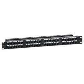 Intellinet 48 Port Cat6 Network Patch Panel – 1U Rack Height, 19 inch Rackmount, 180 Degree Entry Punch-Down Blocks - Installer Grade 50 Micro-inch Gold Plated Contacts -Lifetime Mfg Warranty-721066