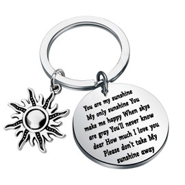 bobauna Sunshine My Only Sunshine Keychain Inspirational Jewelry Sunshine Saying Gift For Couple Friend Family (only sunshine keychain)