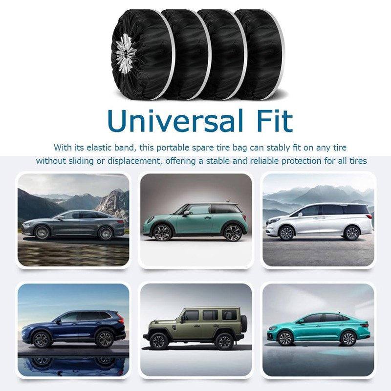 4 Pack/Set 210D Oxford Wheel Covers, Storage Tote Bags with