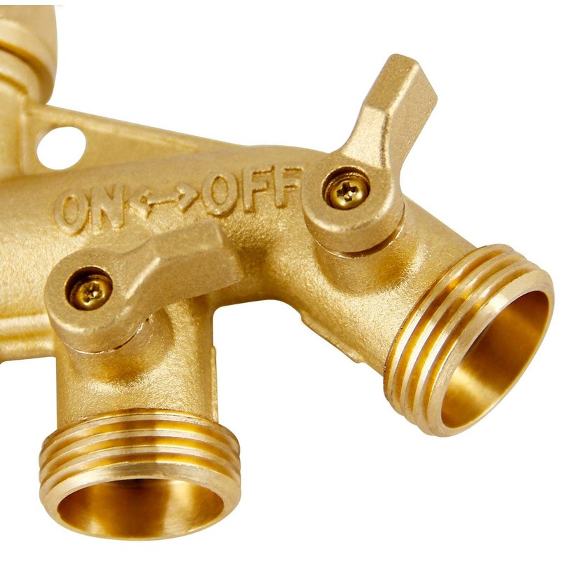 4 Way Garden Hose Splitter 3/4" GHT Solid Brass Hose