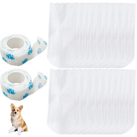 40 Pet Socks+2 Bandage Dog Bandages for Paws, Dog Paw Protectors, Disposable Waterproof Boots for Injured Pets, Ideal for Indoor and Outdoor Recovery, Keeps Wounds Clean and Dry