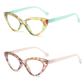 COVESATO Cat Eye Fashion Reading Glasses for Women Spring Hinge Retro Cute Ladies Computer Readers (2 Pairs,2.50)