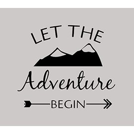 Let The Adventure Begin Mountains CCI Decal Vinyl Sticker|Cars Trucks Vans Walls Laptop|Black|5.5 x 5.0 in|CCI2366