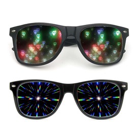 MUYAPAY Pack of 2 Diffraction Glasses, Party Glasses, Rave Glasses, Funny Sunglasses for Costume Party, Carnival, Music Festivals, Party, Bar, Fireworks, Music, Outdoor, Party, Club, Night Club