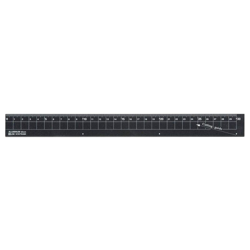 Kutsuwa XS04BK Aluminum Ruler 11.8 inches (30 cm), Black