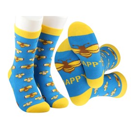 MBMSO Bee Inspired Gifts 1 Pair Funny Bee Socks Women Bumble Bee Novelty Socks Bee Lovers Gift for Bee Keeper Bee Hive Socks (CA/US, Numeric, 10.5, 11, Regular, Regular, 1 Pair Bee Socks)