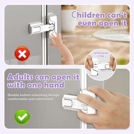 2 Pack Upgrade Child Proof Refrigerator Lock, HEOATH Fridge/Freezer Door Lock for Toddlers Children Kids, no Tools Need or (White)