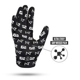 Nxtrnd G2 Pro Football Gloves, Men's Ultra Sticky Elite Receiver Gloves (Black, Medium)