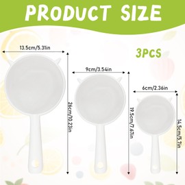 Poraceous 3-Piece Kitchen Strainer Plastic Set, Plastic Filter Set, for Kefir Filter, with Sieves in 3 Sizes, Kitchen Strainer with Non-Slip Handles, Perfect for Tea, Coffee, Fruits, Kefir