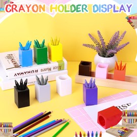 AFOROEOA Wooden Colored Crayon Holder for Kids with 11 Removable Cups - Pencil Organizers Desk Organizer for Classroom & Playroom, Crayons Not Included