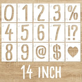SHYJSHYJ 14 Inch Large Symbol and Numbers Stencils, Reusable Templates Interlocking 0-9 Address Number Stencil Kit for Painting on Trash and Recycling Bin, Wood, Wall, Patio, DIY Art Craft Projects
