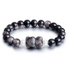 Togous Black Obsidian Stretch Bracelet, Cute Bear Beaded Bracelet for