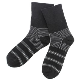Warming Snaffle Heel Care Socks (22 - 24 cm) Border Pattern Black Corneum Care Moisturizing, Soothing, Cracking, Moisturizing, Made in Niigata Prefecture Own Factory Yamachu 236745