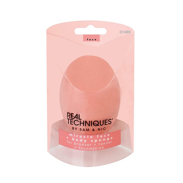 Real Techniques Cruelty Free Miracle Body Complexion Sponge, Ideal for Highlighters, Bronzers, & Body Makeup, for Streak Free, Precise Makeup Application