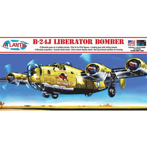 Atlantis B-24J Liberator WWII Bomber Buffalo Bill Plastic Model Kit 1/92 Scale