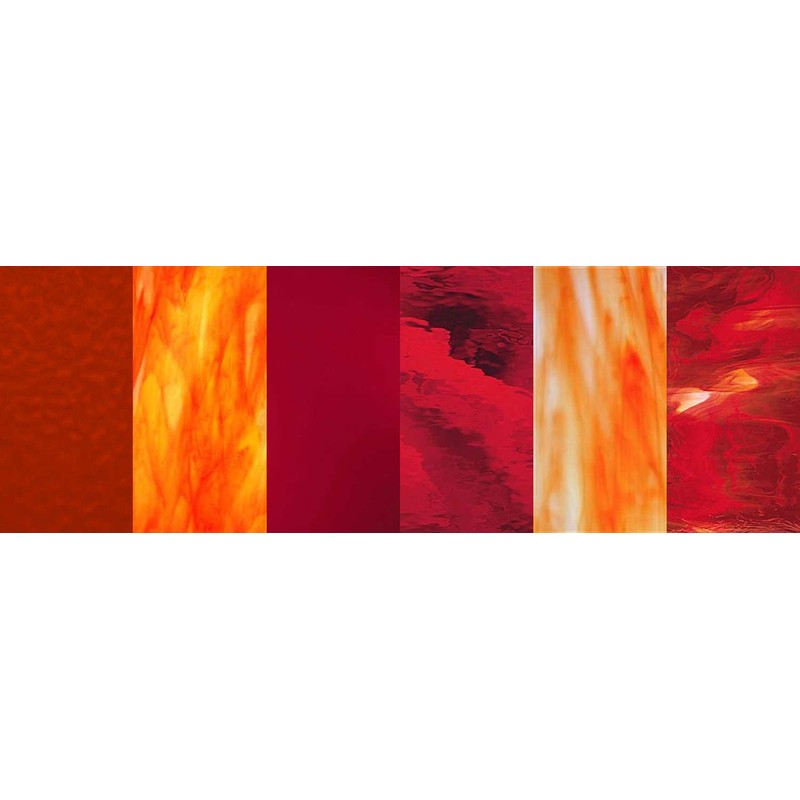 8"x5" RED Variety Pack Stained Glass Sheets (6 Pieces)
