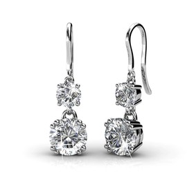 Cate & Chloe Kadence 18k White Gold Plated Dangle Earrings | Women's Drop & Dangle Earrings With Crystals, Dangling Silver Earrings For Women, Hypoallergenic Earring Set, Gift for Her