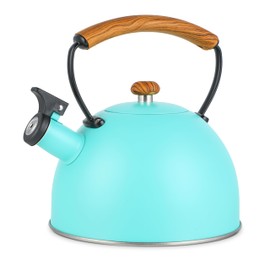 YSSOA Whistling Stovetop Tea Kettle, 3.2 Quart Stainless Steel Teapot with Cool Touch Ergonomic Handle, Hot Water Fast to Boil, Blue