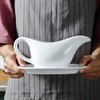 Bruntmor 11 Oz White Ceramic Gravy Boat With Tray, 11