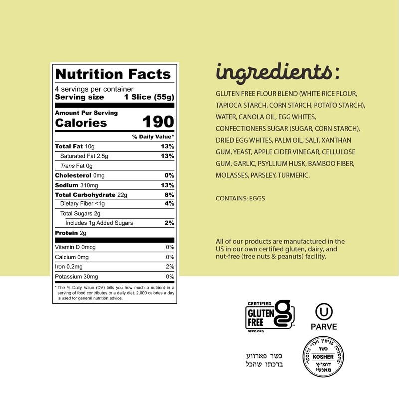 Katz Gluten Free Texas Toast, Dairy Free, Nut Free, Soy