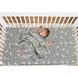 Every Thread Counts - 2 Pack Cot Fitted Sheets - 100% Egyptian Cotton - Soft & Smooth- Antibacterial & Antiallergic (Sleeping Moon, 2 Cot Fitted Sheets 70x140 cm)