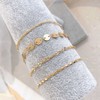Wendalern Punk Layered Sequin Bracelet Gold Pearl Chain Bracelet Thin