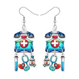 DOWAY Acrylic Cute Stethoscope Nurse Earrings Jewellery Nurses Week Gifts for Women Girls Medical Assistant Nursing Gifts, Acrylic, No Gemstone