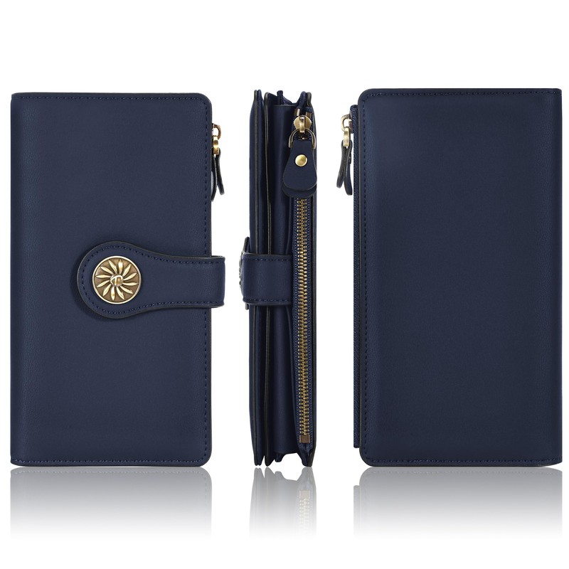 Travelambo Women's Wallet RFID Blocking Trifold Clutch Large Capacity Credit