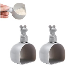 Tomaibaby 2pcs Plastic Measuring Scoops Mouse Shaped Kitchen Rice Scoops Portable Food Cup for Dry Goods Spices Candies Popcorn Flour