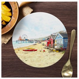 The Leonardo Collection LP94788 Sandy Bay Seaside Beach Huts Trivet, Fine China, Boxed